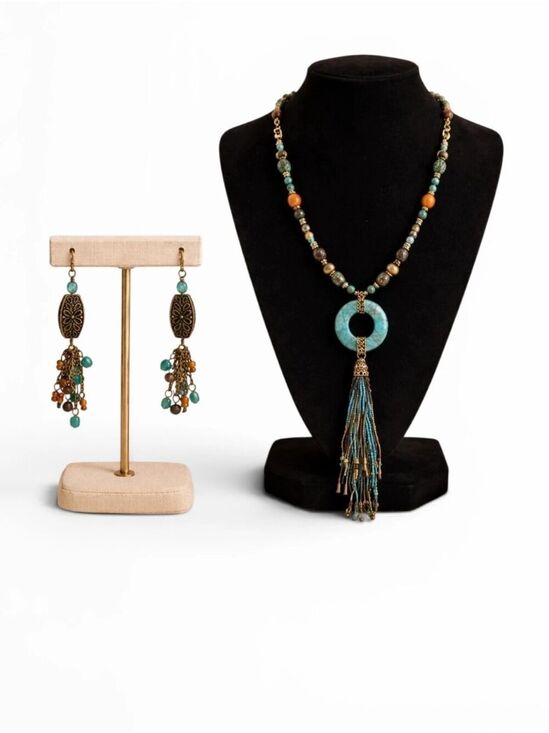 Coldwater Creek Jewelry - Coldwater Creek Turquoise Boho Necklace & Earring Set